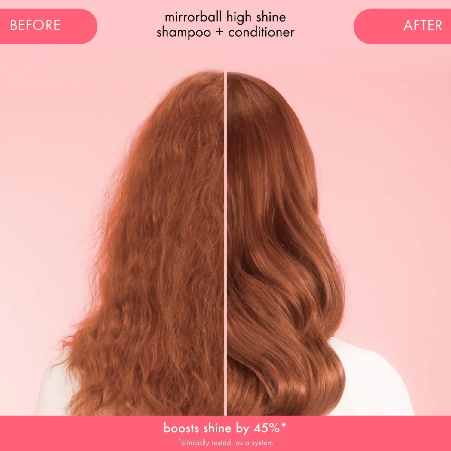 amika Mirrorball High Shine + Protect Shampoo before and after