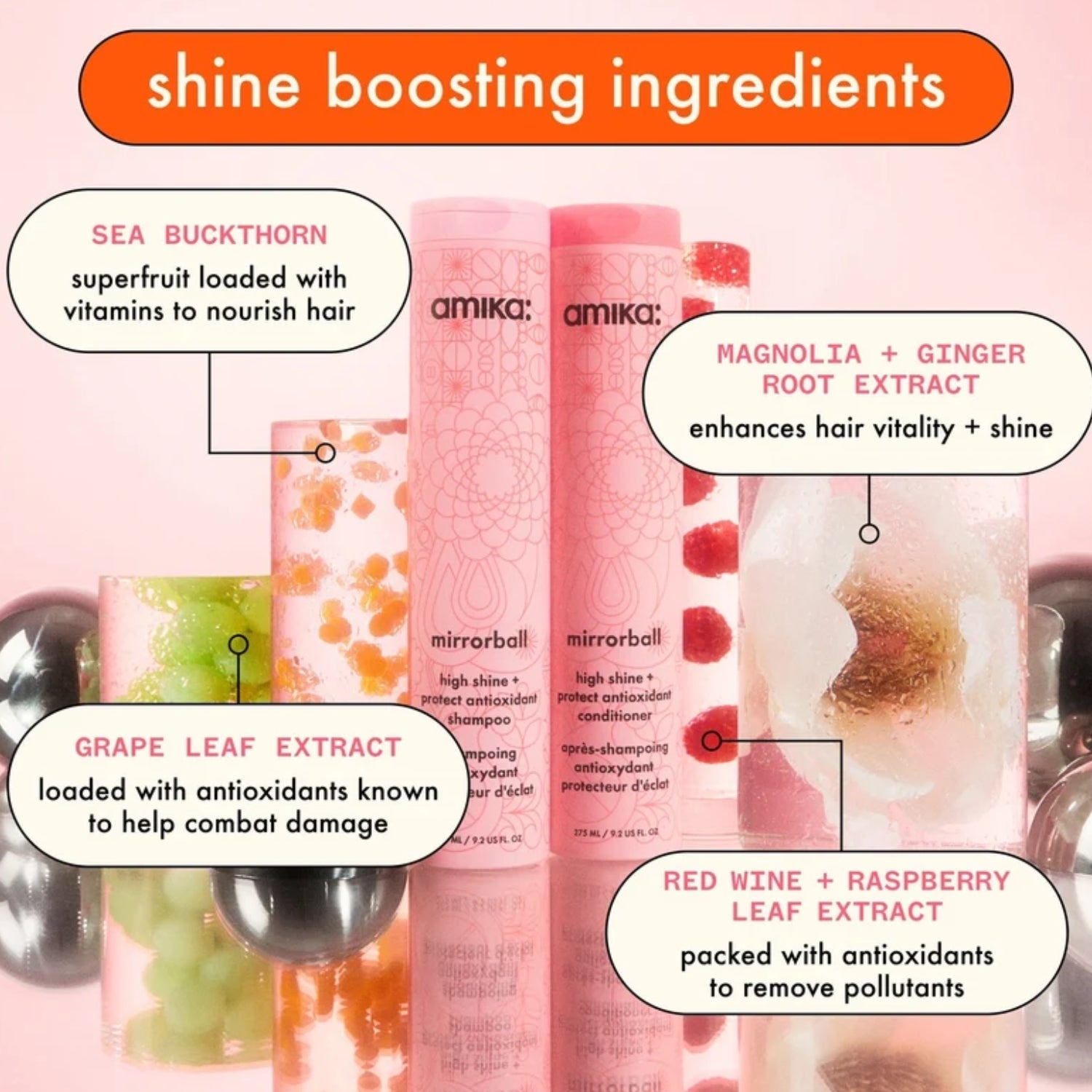 amika Mirrorball High Shine + Protect ingredients
