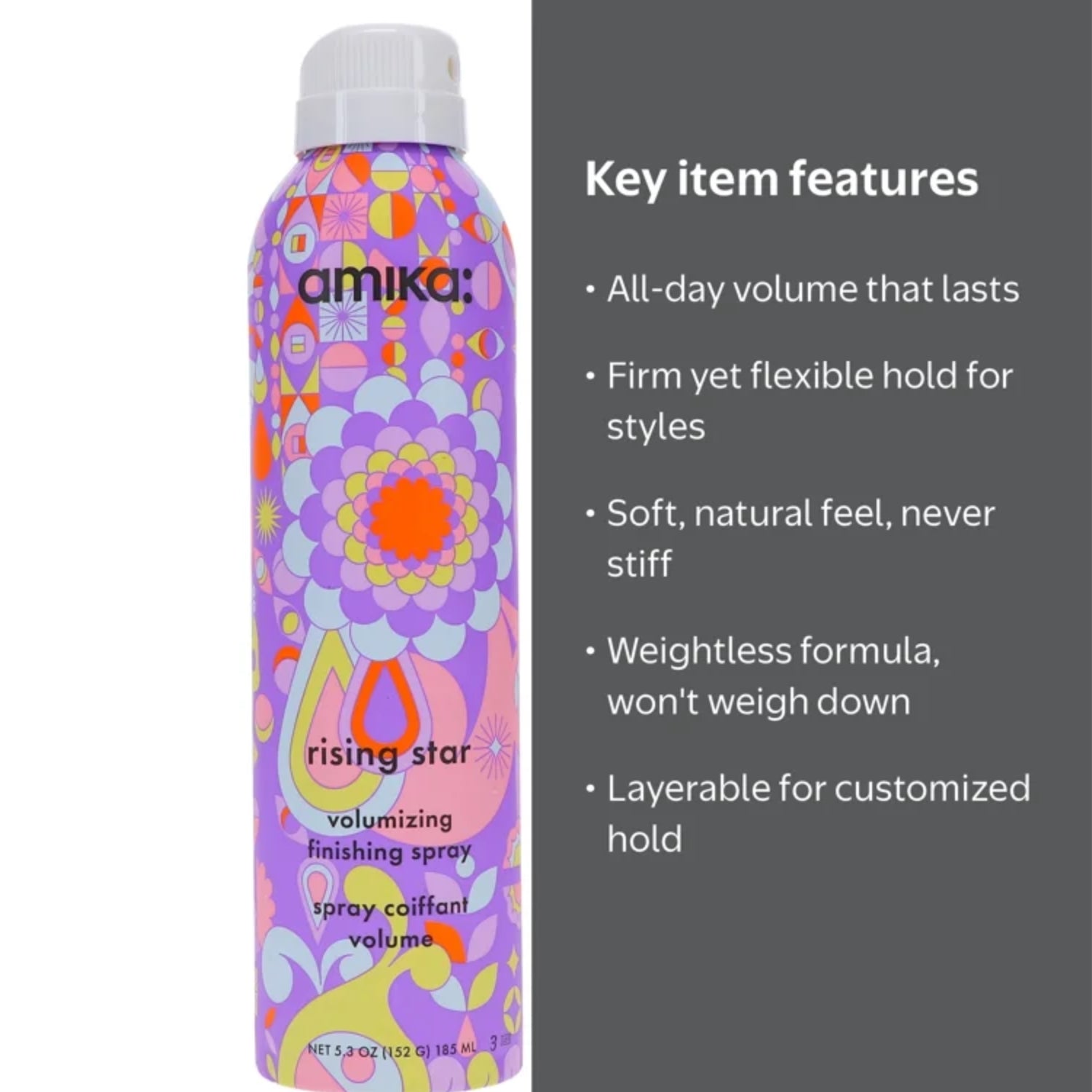 amika Rising Star Volumizing Finishing Spray 5.3 oz benefits