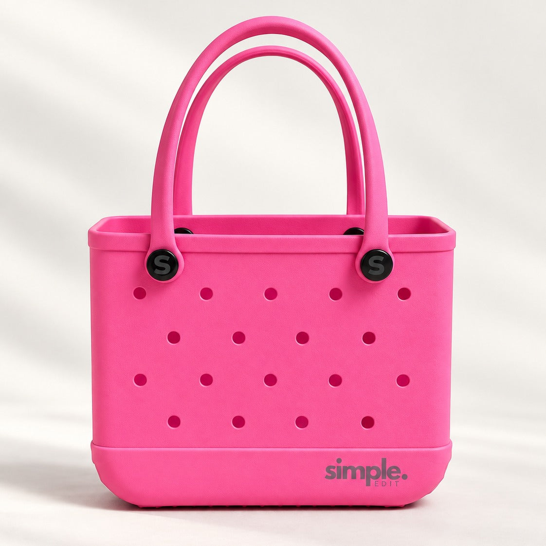 Everyday Small EVA Tote in Haute Pink, waterproof lightweight bold mini tote bag, 11 x 4.3 x 7.9 in
