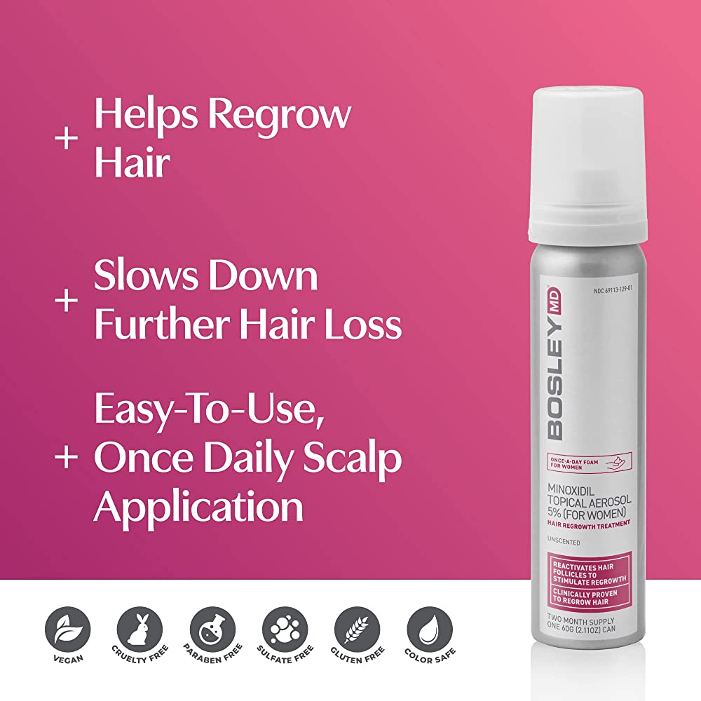 BosleyMD Minoxidil Topical Aerosol 5% Hair REgrowth Treatment