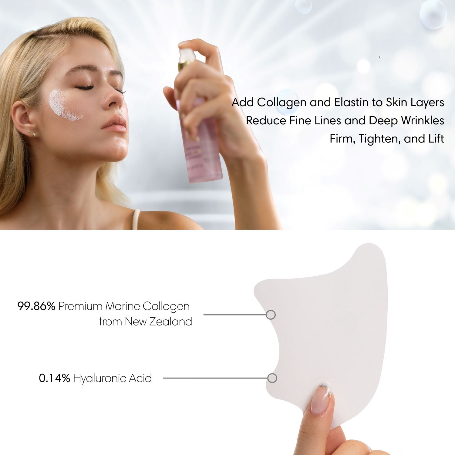 Brighca Melting Collagen Nanofiber Film for Anti-aging, face lifting, firming, hydrating