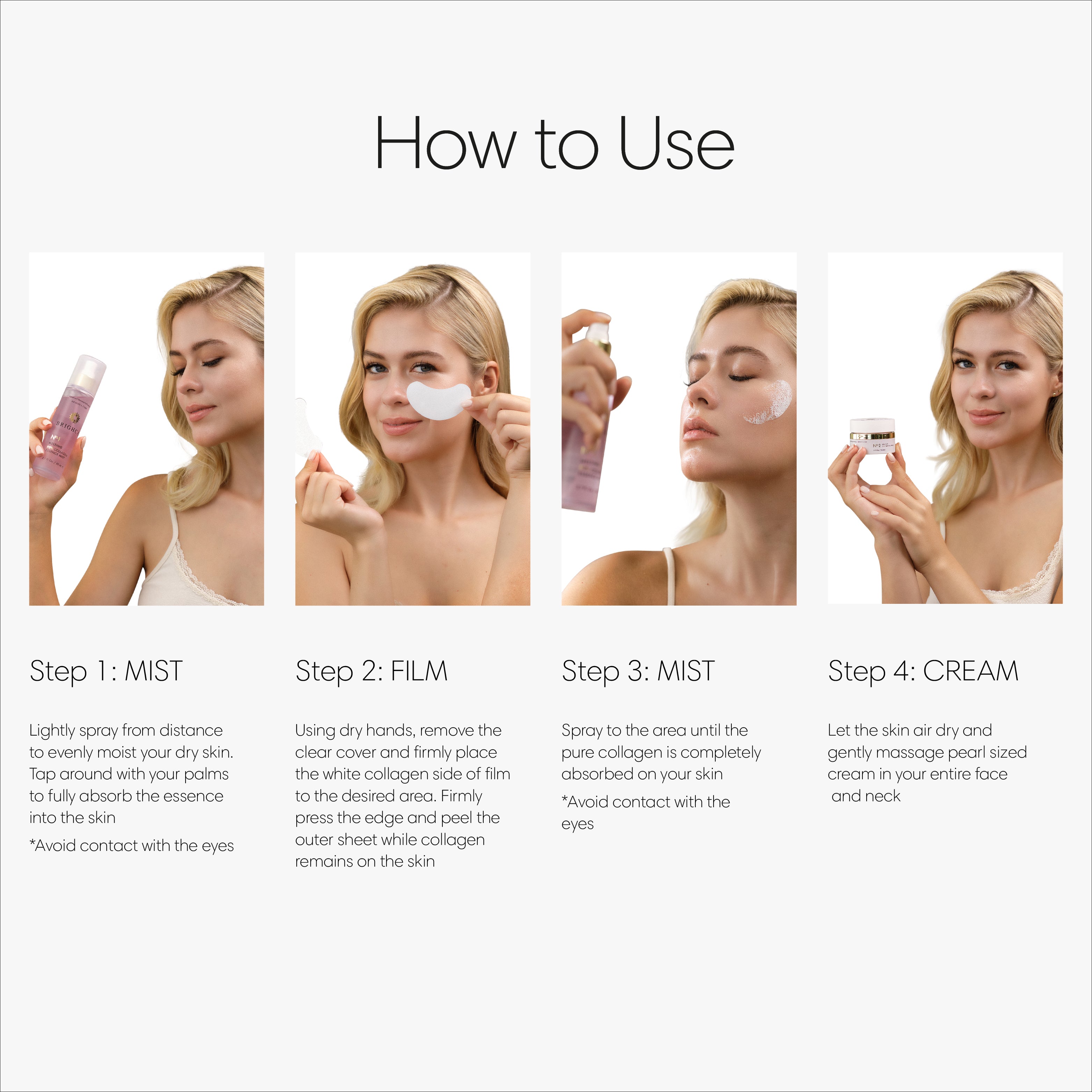 Brighca Melting Collagen nanofiber collagen film how to use hydrate penetrate collagen and seal it